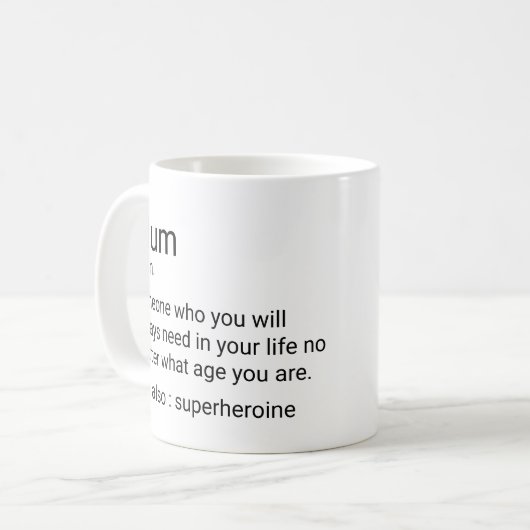 Aangepaste minimumdefinitie voor mam koffiemok (Voorkant links)