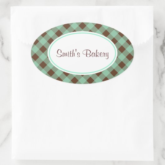 Aangepaste Mint Chocolate Gingham Stickers (Tas)