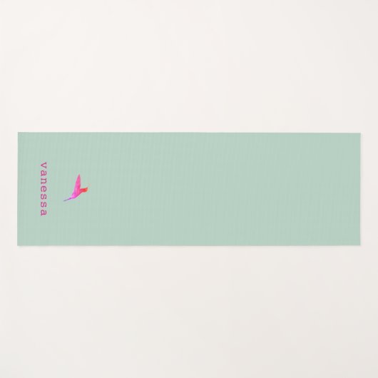 Aangepaste Mint Green Hummingbird Yogamat (Voorkant (horizontaal))
