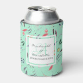 Aangepaste Mint Green Monogram Floral Blikjeskoeler (Blikje Voorkant)