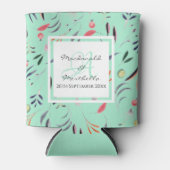 Aangepaste Mint Green Monogram Floral Blikjeskoeler (Voorkant)