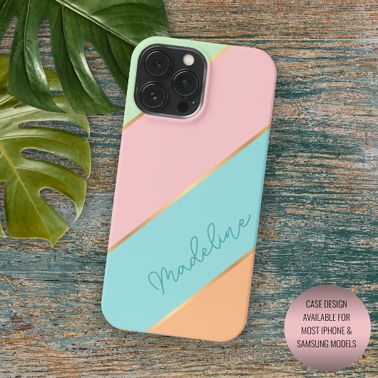 Aangepaste Mint Groen Aqua Blauw Blush Roze Art St iPhone Hoesje