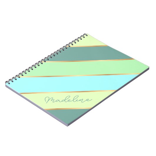Aangepaste Mint Groen Blauwgroen Turquoise Blauw G Notitieboek (Linkerzijde)