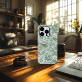 Aangepaste Mint Groen Geborduurde Bloemen iPhone C Case-Mate iPhone Case