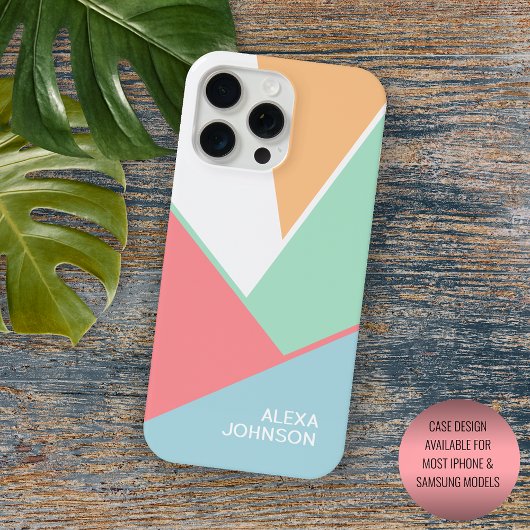 Aangepaste Mint Groen Lichtblauw Blush Roze Blok K Case-Mate iPhone Case