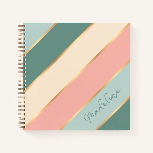 Aangepaste Mint Groen Zacht Blush Roze Goud Art St Notitieboek (Voorkant)