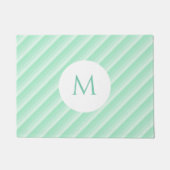 Aangepaste mint groene stripes Trendy Modern Monog Deurmat (Voorkant)