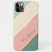 Aangepaste Mint Teal Groen Perzik Blush Roze Strep Case-Mate iPhone Case (Achterkant)