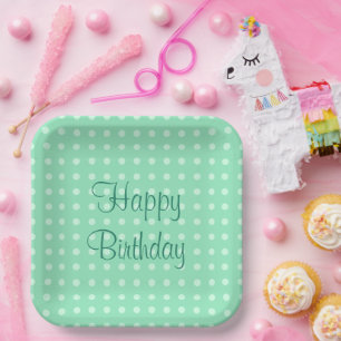 Aangepaste Mintgroene Sjabloon Happy Birthday Teks Papieren Bordje