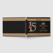 Aangepaste Mis Quince Anos Zwart Bloemen Nummer On Gastenboek (Volledig)