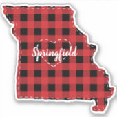 Aangepaste Missouri Hometown State Plaid Kerstmis Sticker (Voorkant)