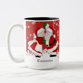 Aangepaste Mistletoe Santa Tweekleurige Koffiemok