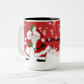 Aangepaste Mistletoe Santa Tweekleurige Koffiemok (Voorkant links)