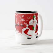 Aangepaste Mistletoe Santa Tweekleurige Koffiemok (Voorkant rechts)