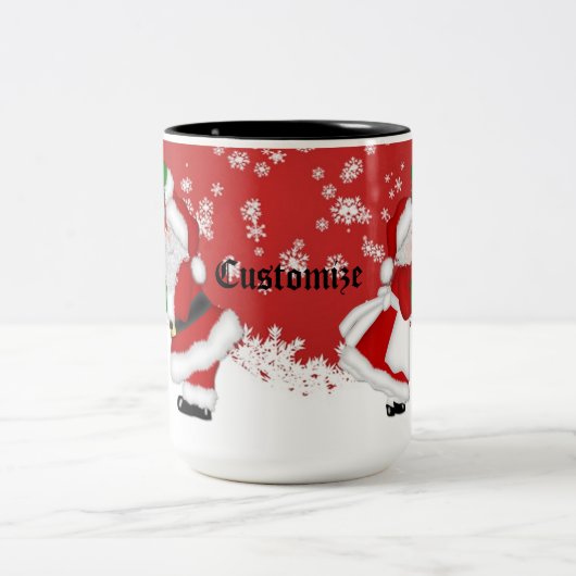 Aangepaste Mistletoe Santa Tweekleurige Koffiemok (Center)