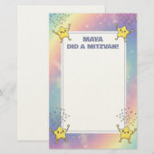 Aangepaste Mitzvah Note Rainbow Confetti Stars Briefpapier (Voorkant / Achterkant)