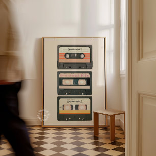 Aangepaste mixtape-cassette muurkunstprint poster