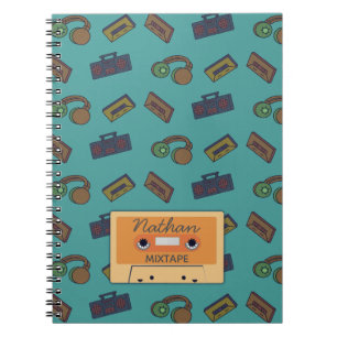 Aangepaste mixtape voor het muziekpatroon Retro Notitieboek