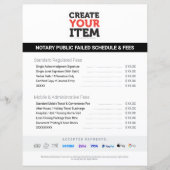 Aangepaste Mobiele Notaris Kosten Schema Prijslijs (Voorkant)