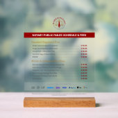 Aangepaste Mobiele Notaris Kosten Schema Prijslijs Acryl Bord (Neutraal)
