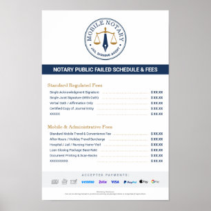 Aangepaste Mobiele Notaris Kosten Schema Prijslijs Poster