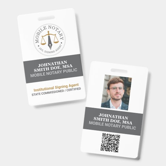 Aangepaste mobiele notaris legale ondertekening gr badge (Voor- en achterkant)