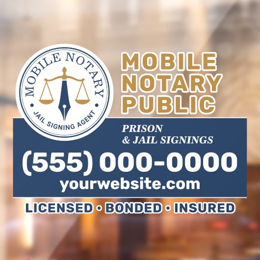 Aangepaste mobiele notaris legale ondertekening Na Raamsticker (Vel 2)