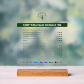 Aangepaste Mobiele Notaris Tarief Schema Prijslijs Acryl Bord (Neutraal)