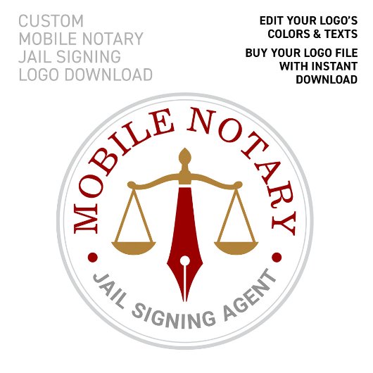Aangepaste mobiele notaris wijnrood goud logo down poster