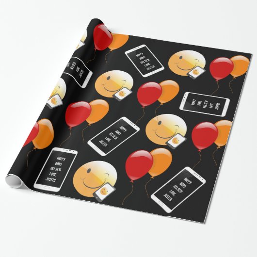 Aangepaste mobiele telefoon verjaardag cadeaupapier (Uitgerold)