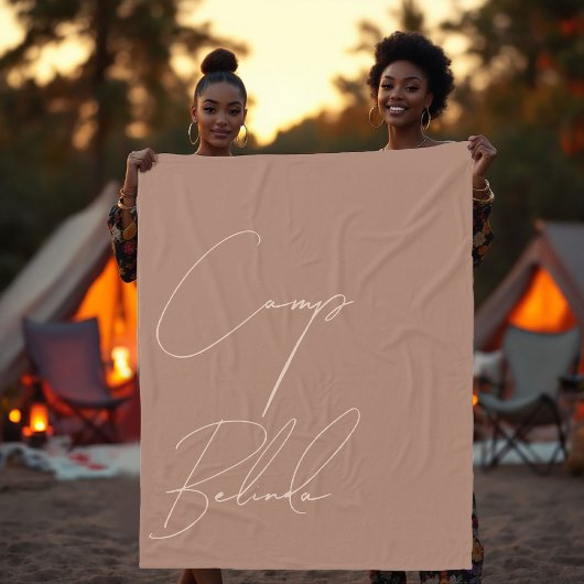 Aangepaste Mocha Mousse en Crème Tan Cozy Camp Bru Fleece Deken