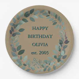 Aangepaste Mocha mousse Eucalyptus Waterverf Blad  Papieren Bordje