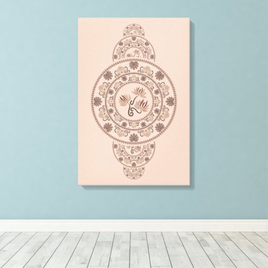 Aangepaste Mocha Rococo Lotus Siermandala Canvas Afdruk (Insitu (Houten vloer))