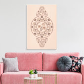 Aangepaste Mocha Rococo Lotus Siermandala Canvas Afdruk (Insitu (Woonkamer))
