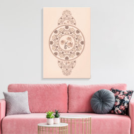 Aangepaste Mocha Rococo Lotus Siermandala Canvas Afdruk