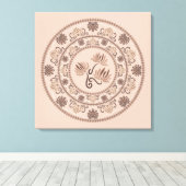 Aangepaste Mocha Rococo Revival Dot Mandala Canvas (Insitu (Houten vloer))