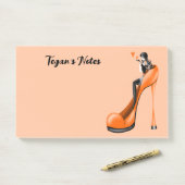 Aangepaste mode diva in stiletto oranje post-it® notes (Op bureau)