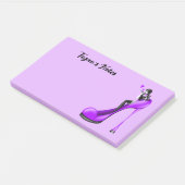 Aangepaste mode diva in stiletto paars post-it® notes (Schuin)