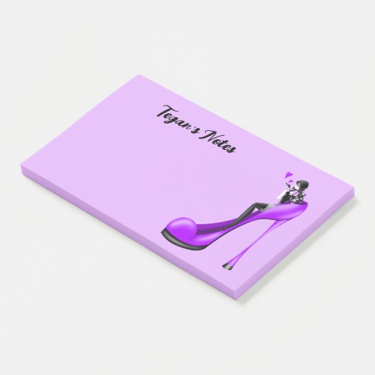 Aangepaste mode diva in stiletto paars post-it® notes (Schuin)