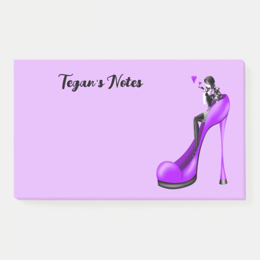 Aangepaste mode diva in stiletto paars post-it® notes (Voorkant)
