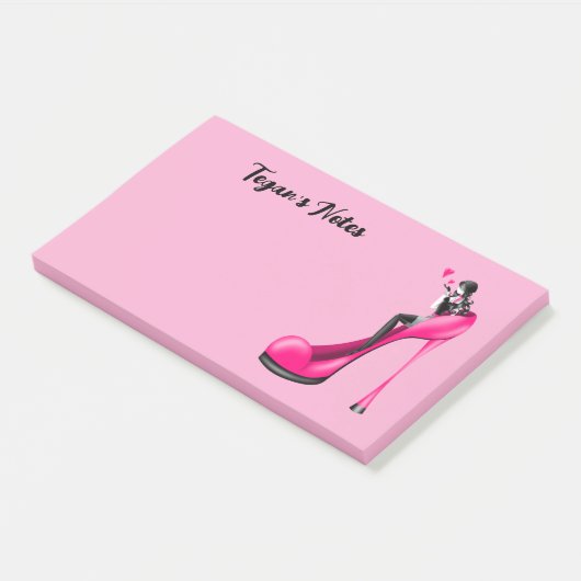 Aangepaste mode diva in Stiletto Roze Post-it® Notes (Schuin)