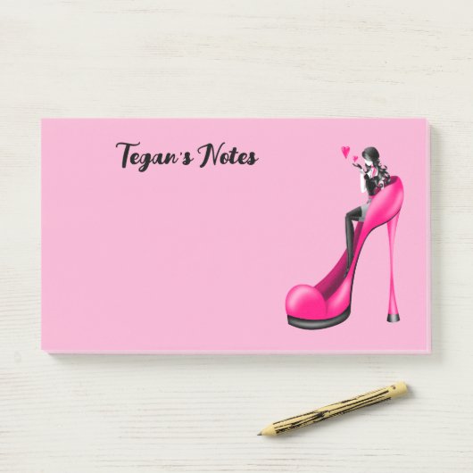 Aangepaste mode diva in Stiletto Roze Post-it® Notes (Op bureau)