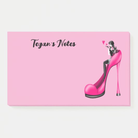 Aangepaste mode diva in Stiletto Roze Post-it® Notes (Voorkant)