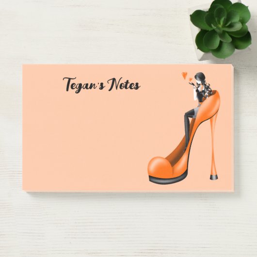Aangepaste Mode Diva in Stiletto Sinaasappel Post-it® Notes (Kantoor)