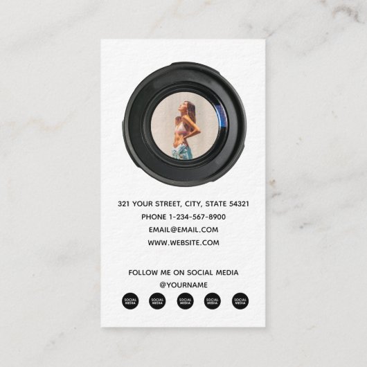 Aangepaste Mode Fotografie QR Code Social Media Visitekaartje (Achterkant)