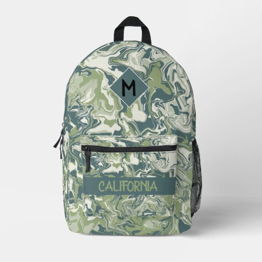 Aangepaste mode stijlvolle oceaan waterverf patroo bedrukte rugzak (Voorkant)