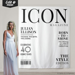 Aangepaste Modemagazine Banner Decoratie, Witte Fe Wandkleed