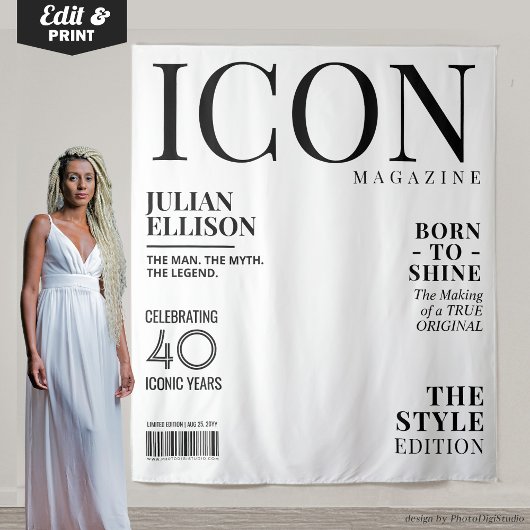 Aangepaste Modemagazine Banner Decoratie, Witte Fe Wandkleed