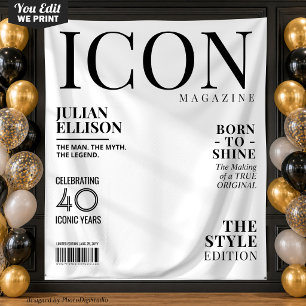 Aangepaste Modemagazine Banner Decoratie, Witte Fe Wandkleed