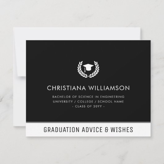 Aangepaste Modern Bold Afstuderen Advies & Wensen Notitiekaartje (Achterkant)